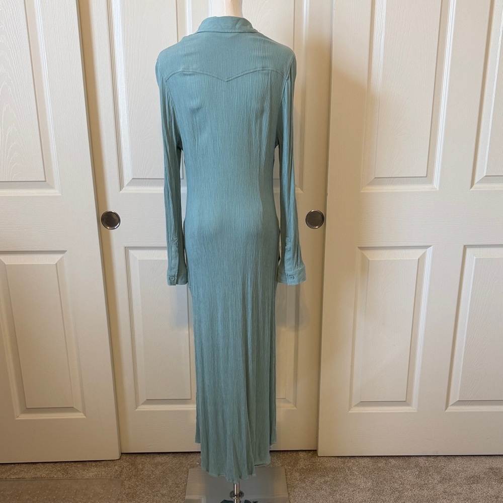 Soft Surroundings Gauzy Lightweight Maxi Shirt Dress Sea Foam Green Size M - Picture 6 of 9